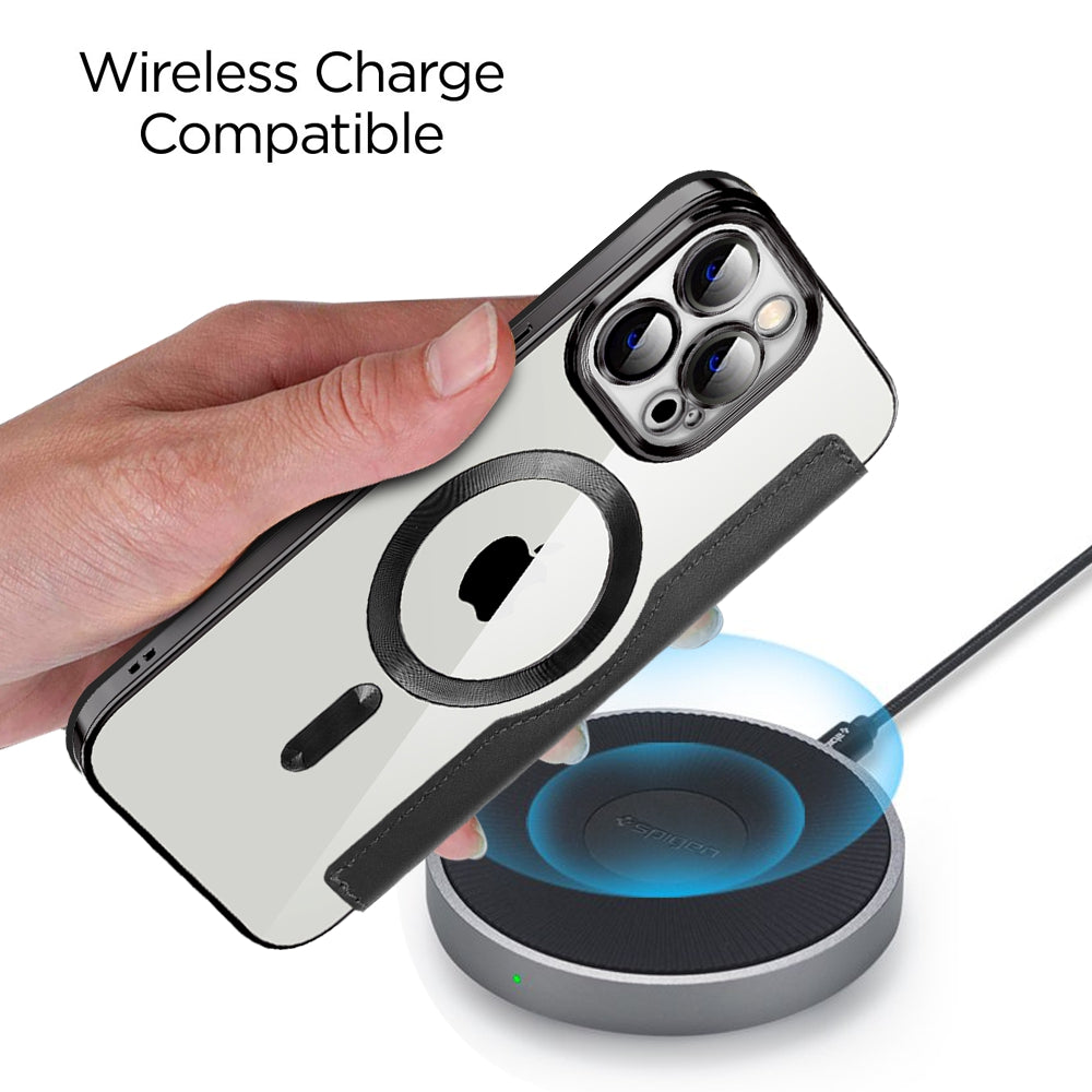 For iPhone 13 Pro Max 6.7 inch Compatible with MagSafe RFID Blocking Card Slots Bump Proof PU Leather TPU Electroplating Clear Back Flip Case with Lens Film For iPhone 13 Pro Max 6.7 inch Compatible with MagSafe RFID Blocking Card Slots Bump Proof PU Leather TPU Electroplating Clear Back Flip Case with Lens Film